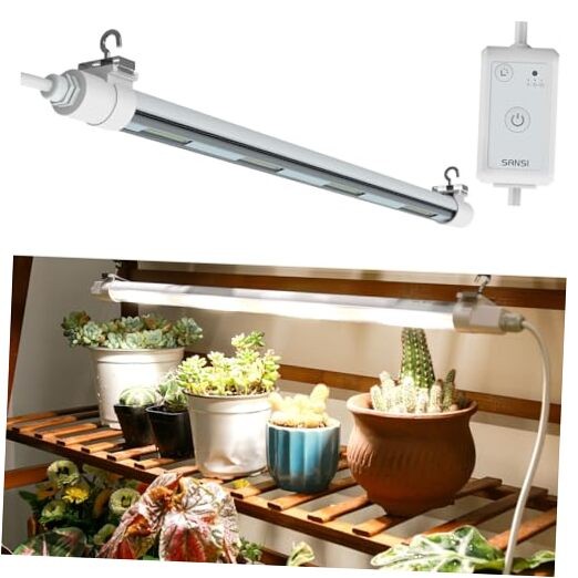 T8 Grow Lights for Indoor Plants, 2FT 4000K Full T8 Grow Light with Timer