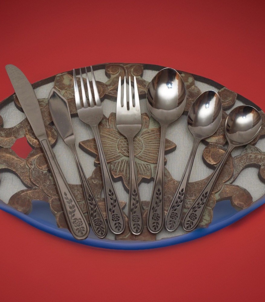 26 Pc Set Rogers FLORAL MIST TRELLIS Forks Spoons Knives Stainless