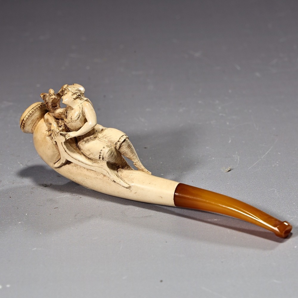 Meerschaum Pipe Carved Lady With Fitted Case