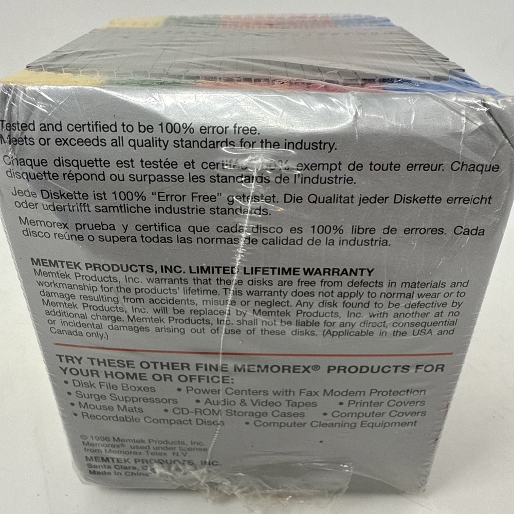 3.5" Computer Disks 25 Count Memorex HD Rainbow Pack 1996 Unopened New