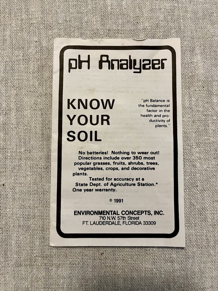 Environmental Concepts pH Analyzer Portable Analog Soil Meter