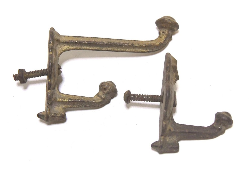 2 DIFFERENT SIZE METAL WALL MOUNT HAT OR COAT HOOKS WITH MATCHING DESIGN