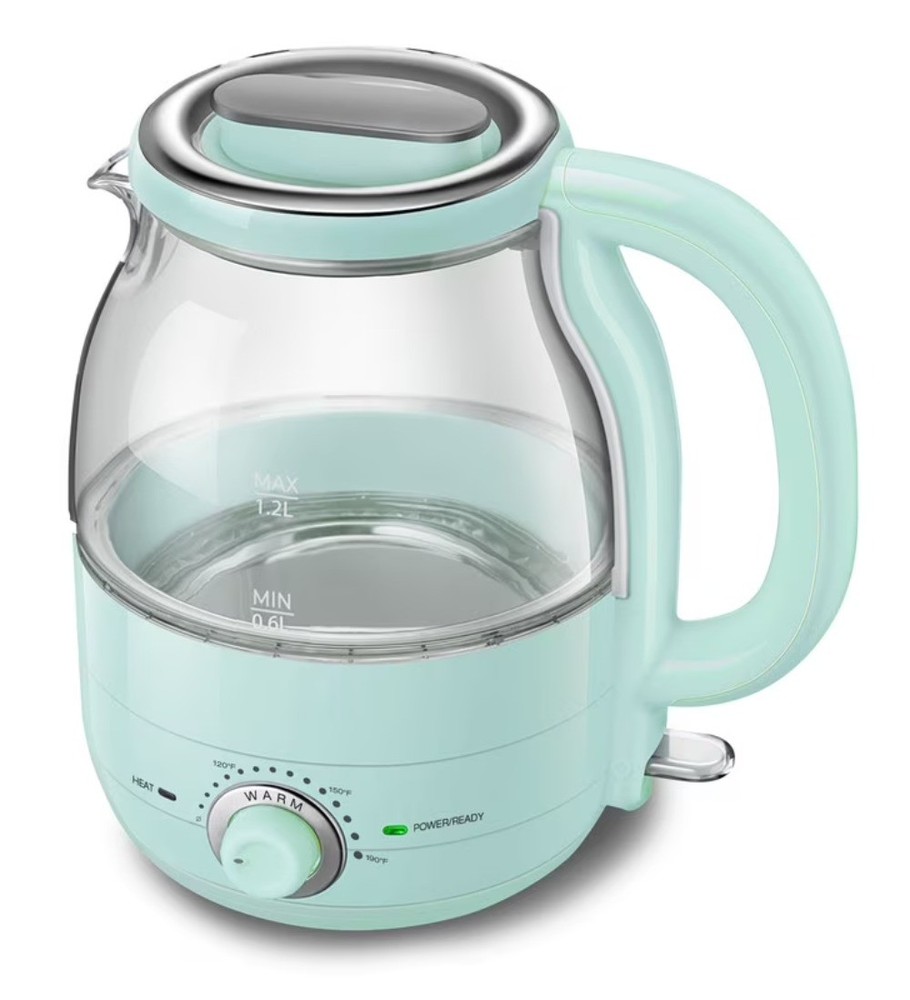 EKT2107 1.25Qt Adjustable Temperature Electric Glass Kettle with Keep Warm