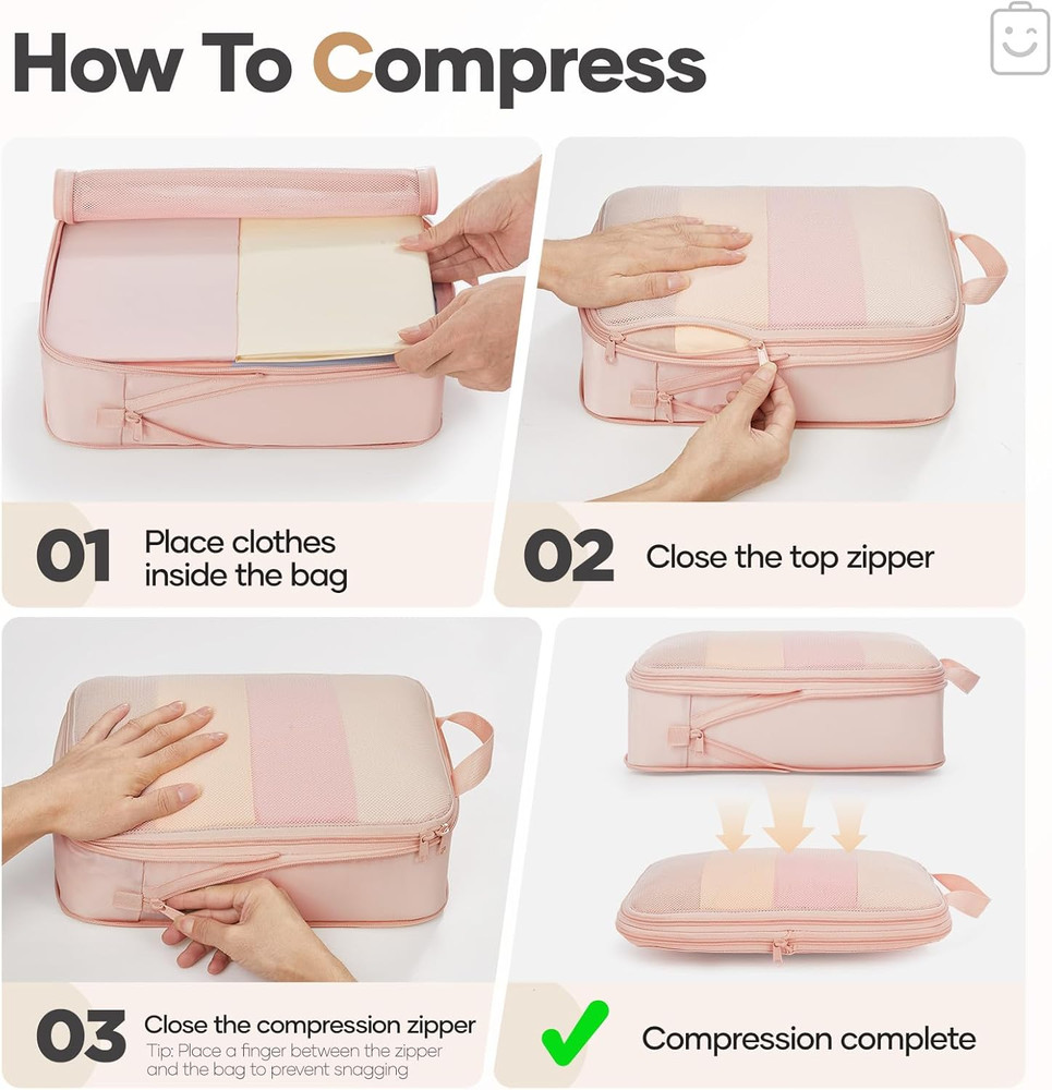 11 Set Compression Packing Cubes for Travel Essentials,Compressible Expandable L
