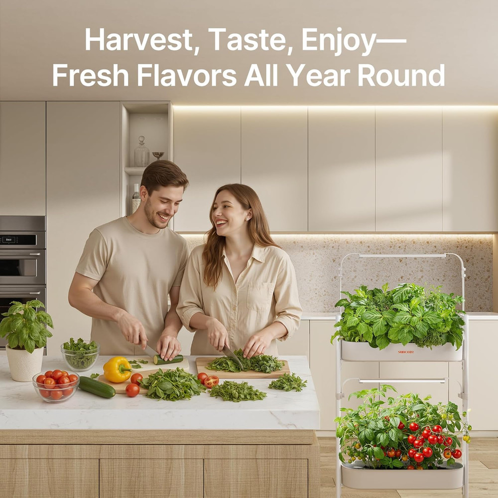 2-Tier Hydroponic Growing System with Smart Controller and Full Spectrum Lights