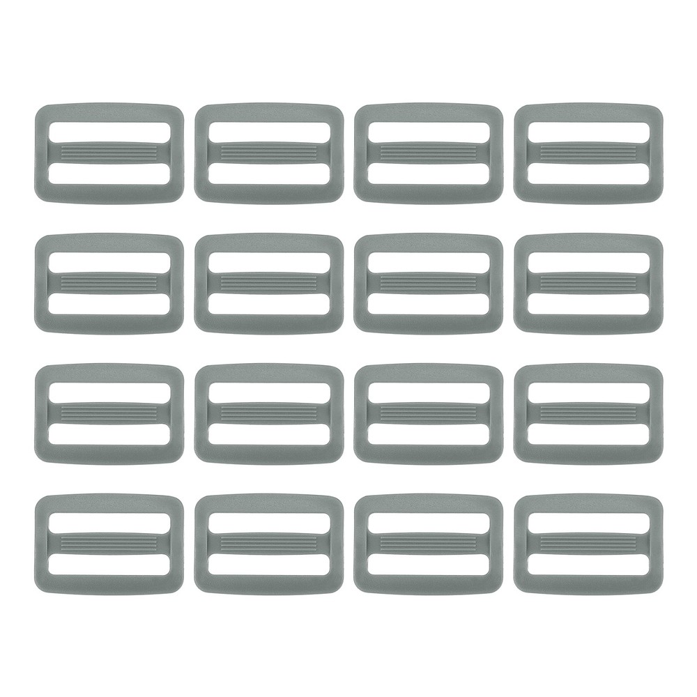 16 Pack Plastic Slide Buckle, 1 1/4" Tri-Glide Adjusters Webbing Slider, Grey