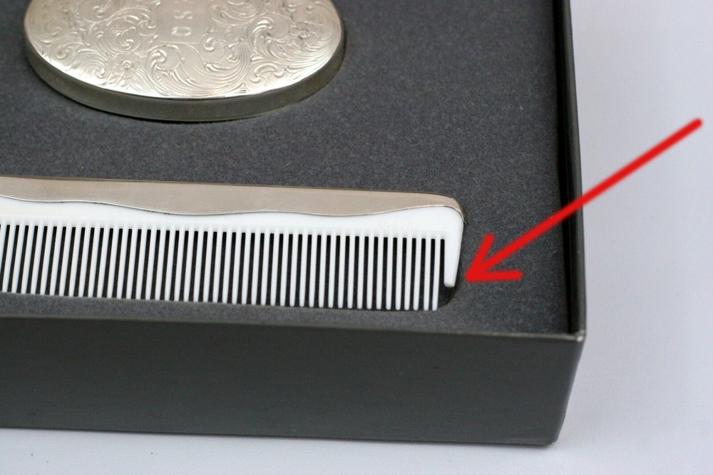 Eastern Sterling Silver Brush & Comb - Comb plastic piece broke off