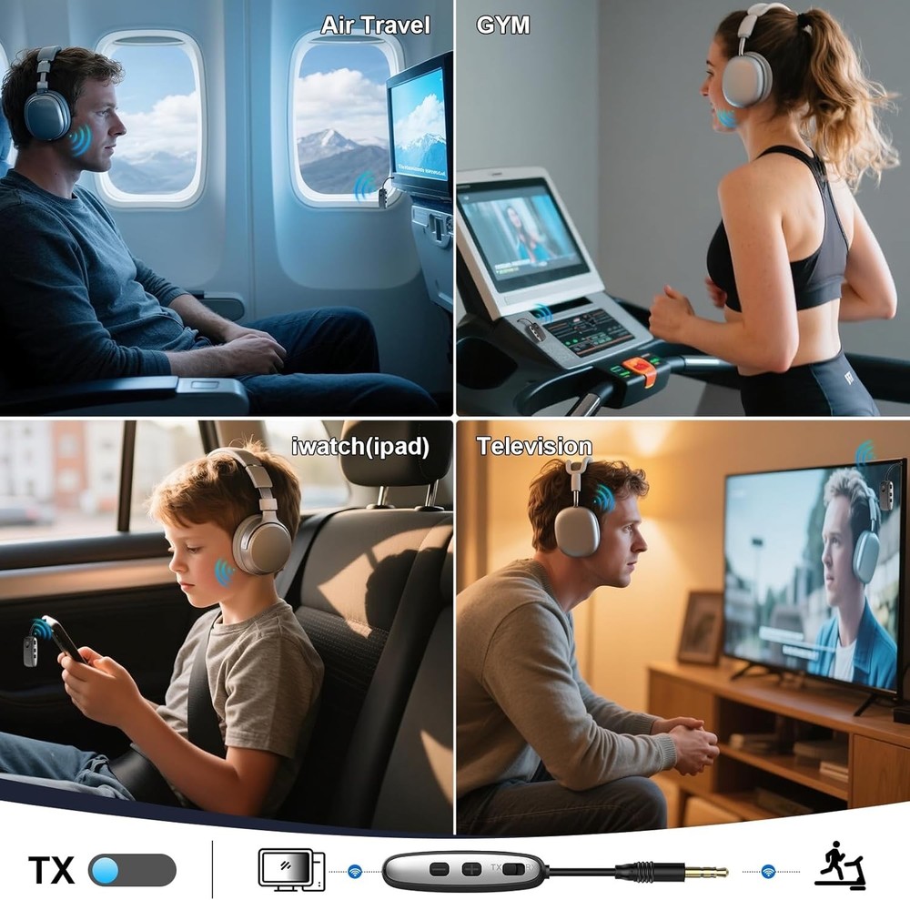 Bluetooth 5.4 Transmitter Receiver For 2 BT Devices, Wireless Adapter