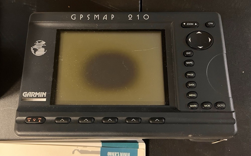 GPSMAP 210 Garmin Chartplotter W/ Accessories Inserts Cables Untested As-Is