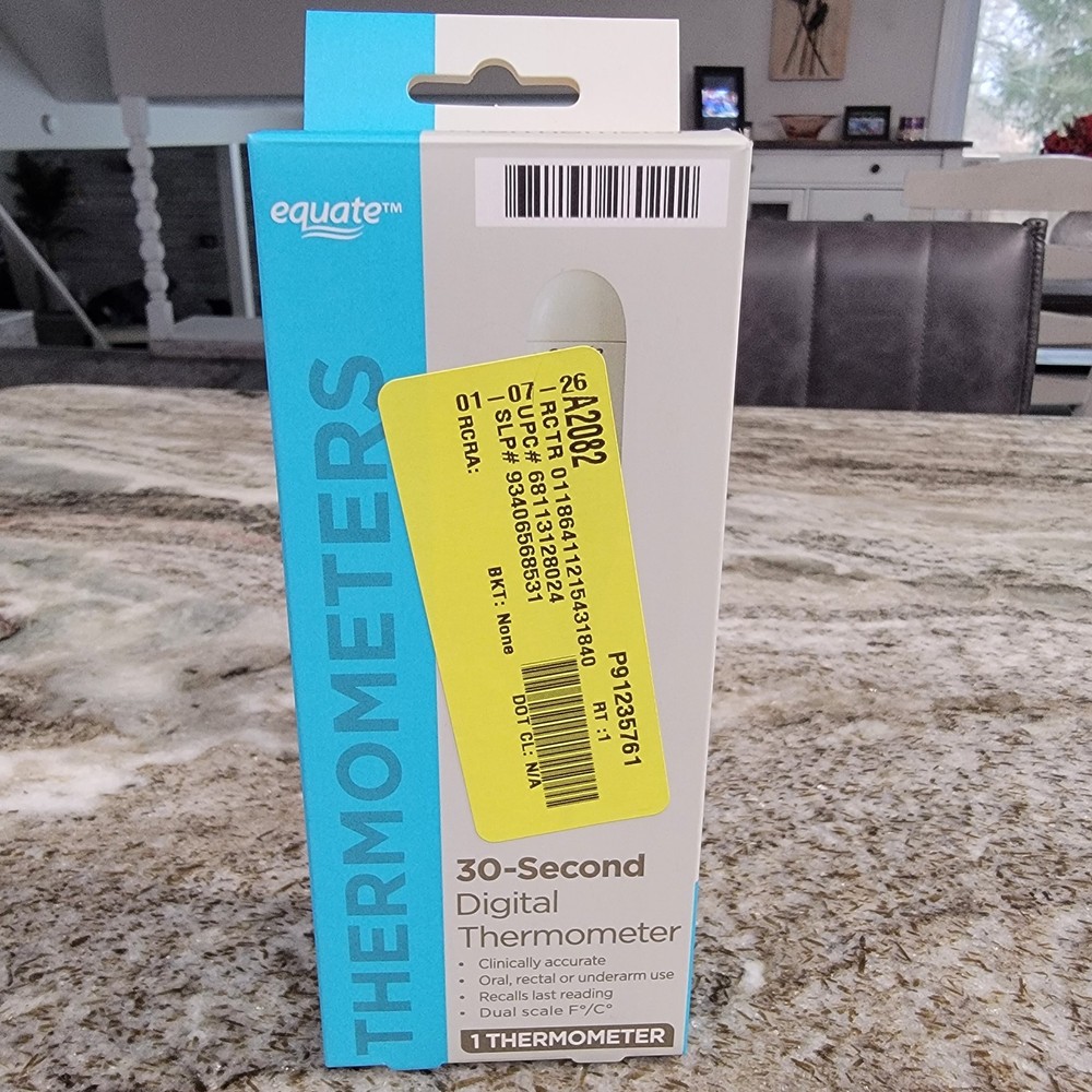 Equate 30 Second Digital Thermometer Oral Rectal Underarm Open Box Tested
