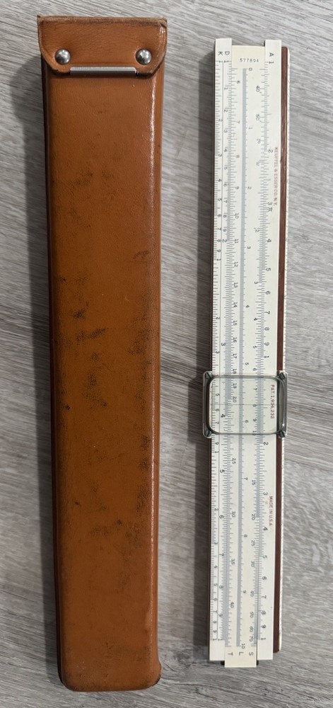 Vintage K&E (Keuffel Esser) Engineer’s Slide Rule w/ Leather Case