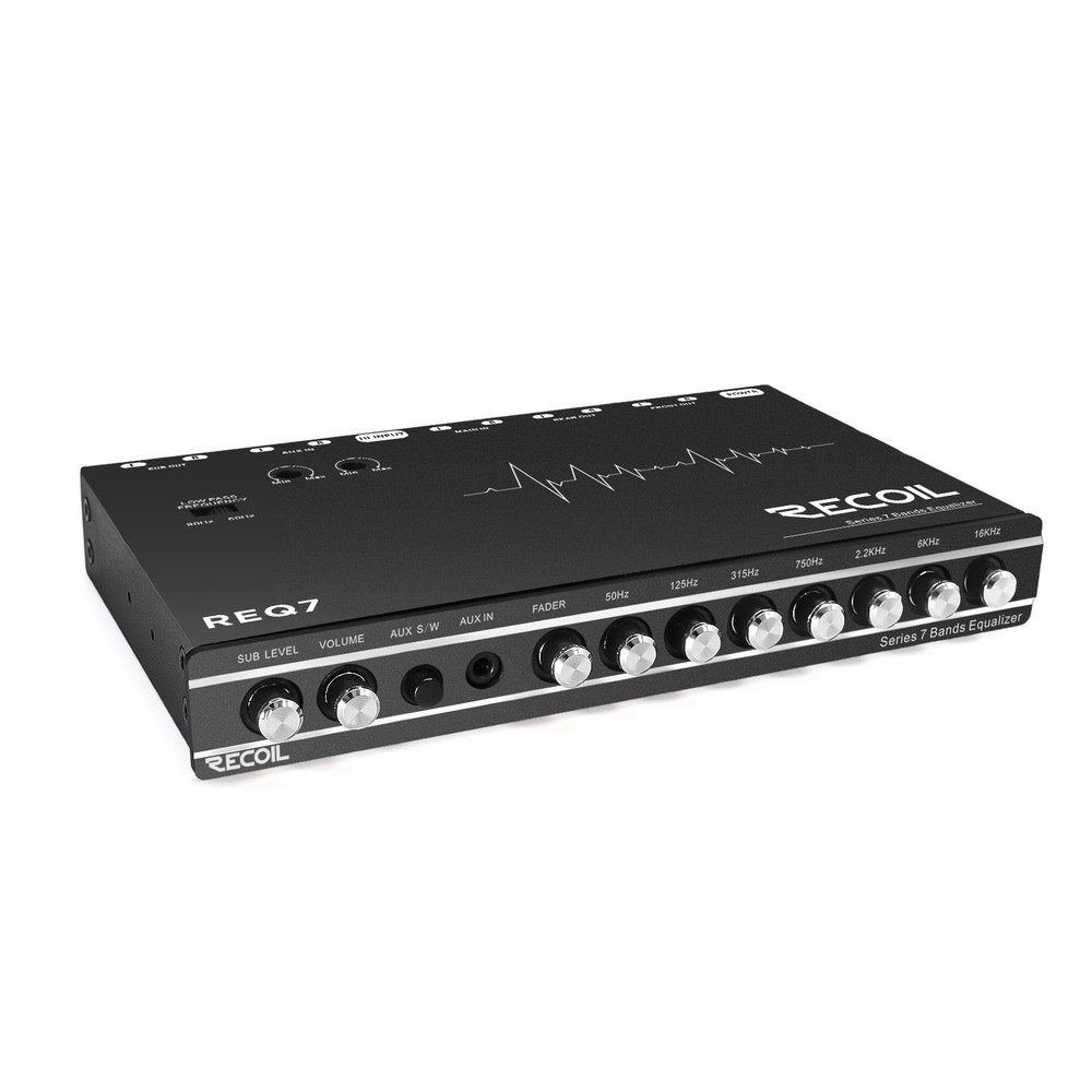 Recoil REQ7 Car Audio Equalizer 7 Band 1/2 DIN Pre-Amp Sound Processor