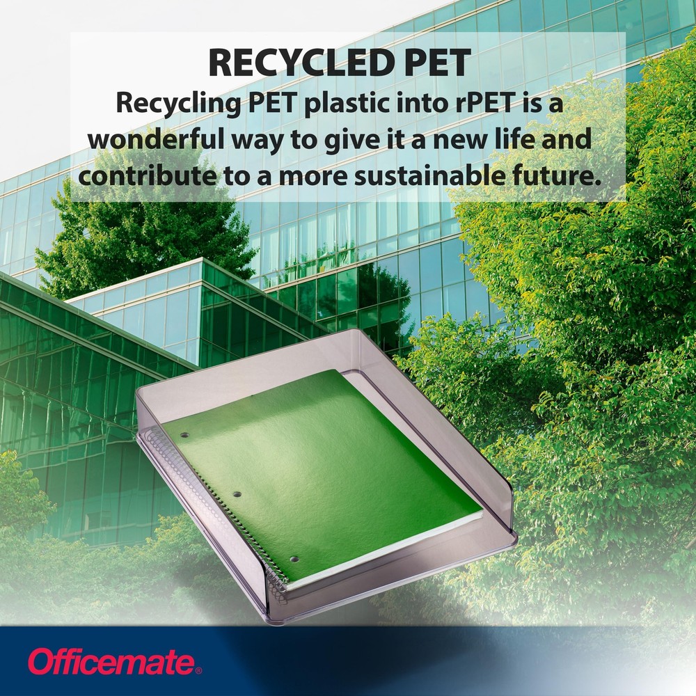 Stackable Letter Trays made from Recycled Bottles Translucent Gray 2 Pack 21040