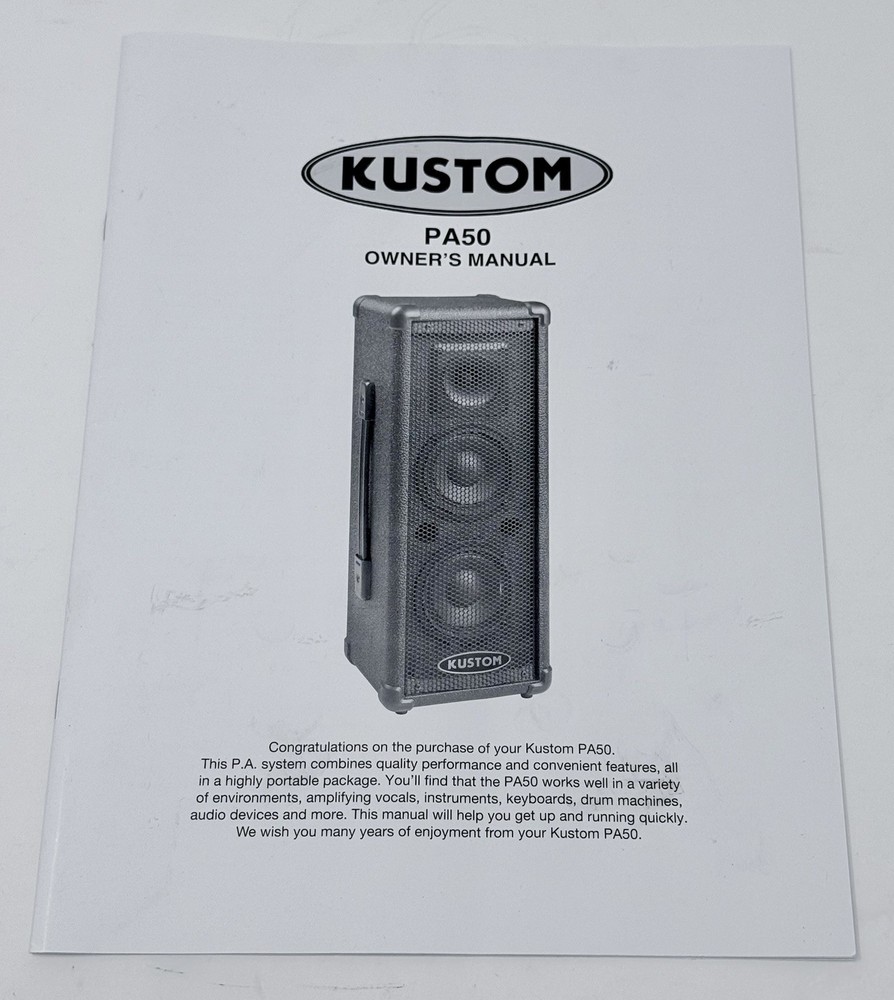 2 Kustom PA50 Powered PA System Speaker - Tested And Working