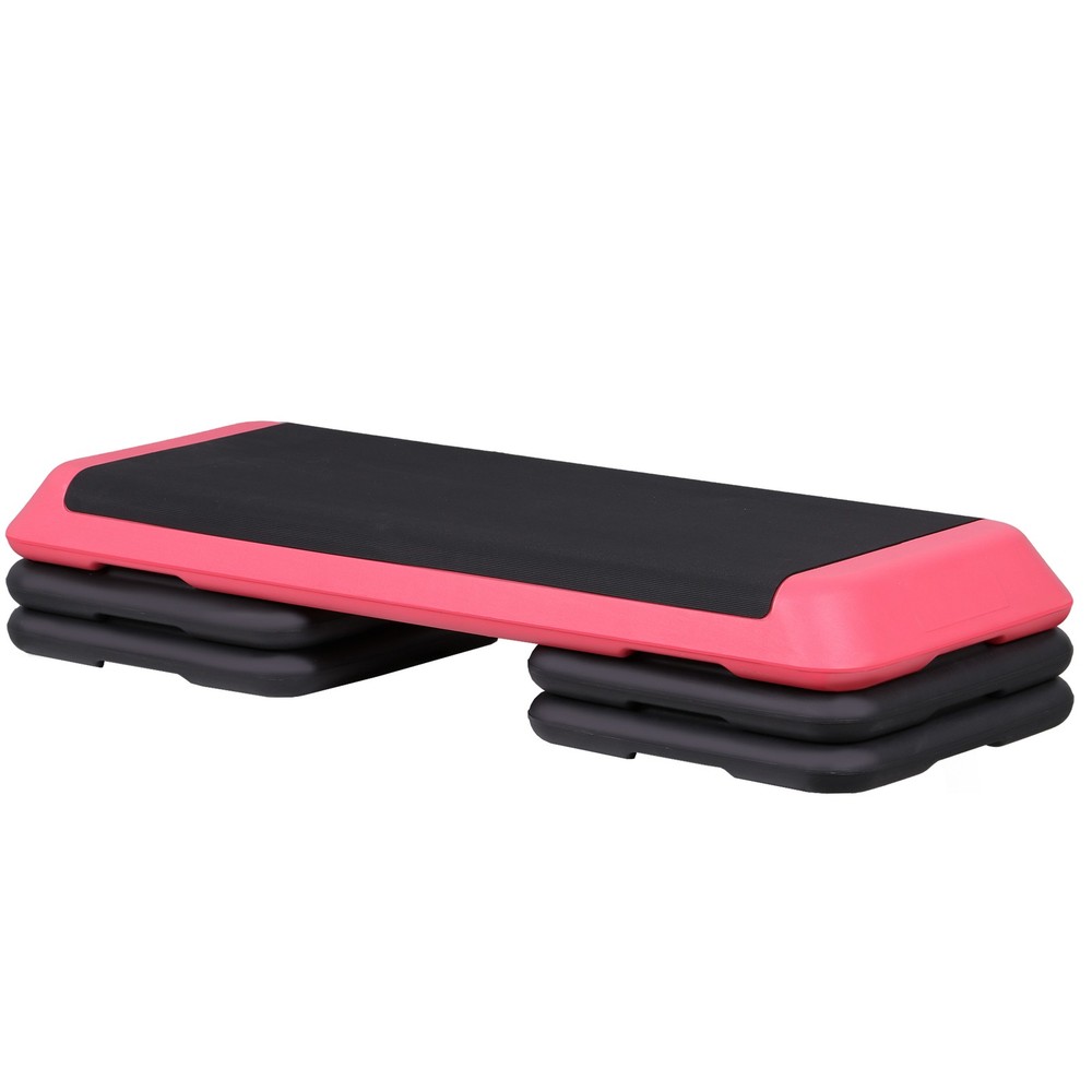 43 Inch Training Exercise Aerobic Stepper Step Platform Workout with Risers Pink