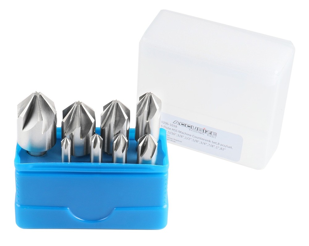 8-Pc Set 6-Flute H.S.S. Machine Countersinks, #0206-1018