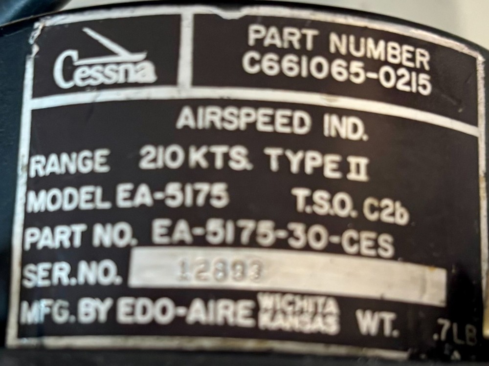 Airspeed Indicator EA-5175-30-CES Removed Working