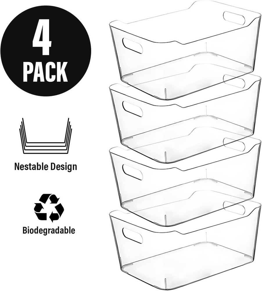 BPA-Free Stackable Storage Bins - Large Clear Organizers for Multi-Purpose Use