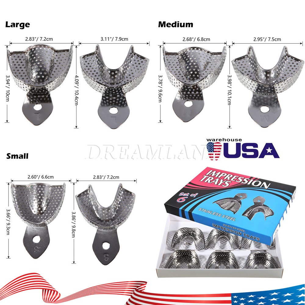 6 Dental Impression Trays set PERFO Denture Instruments