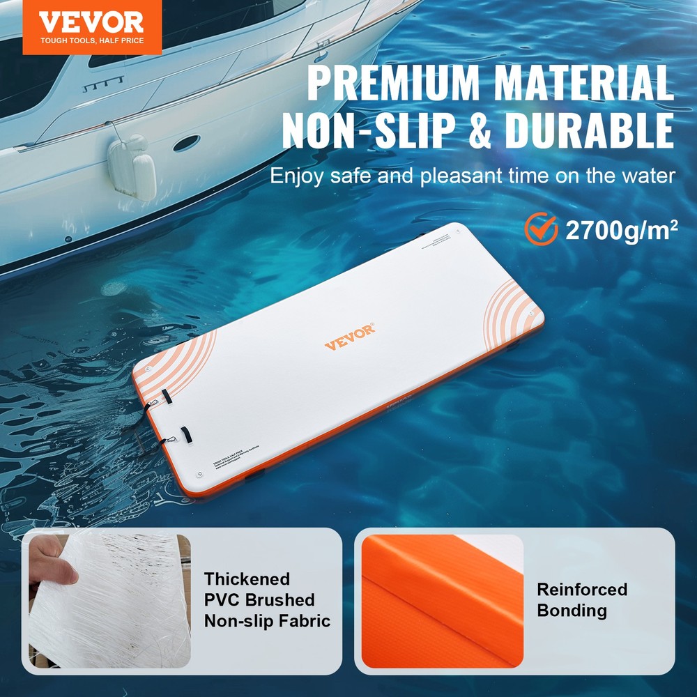 VEVOR Inflatable Floating Dock 15x6FT Inflatable Dock Platform Mat with Ladder