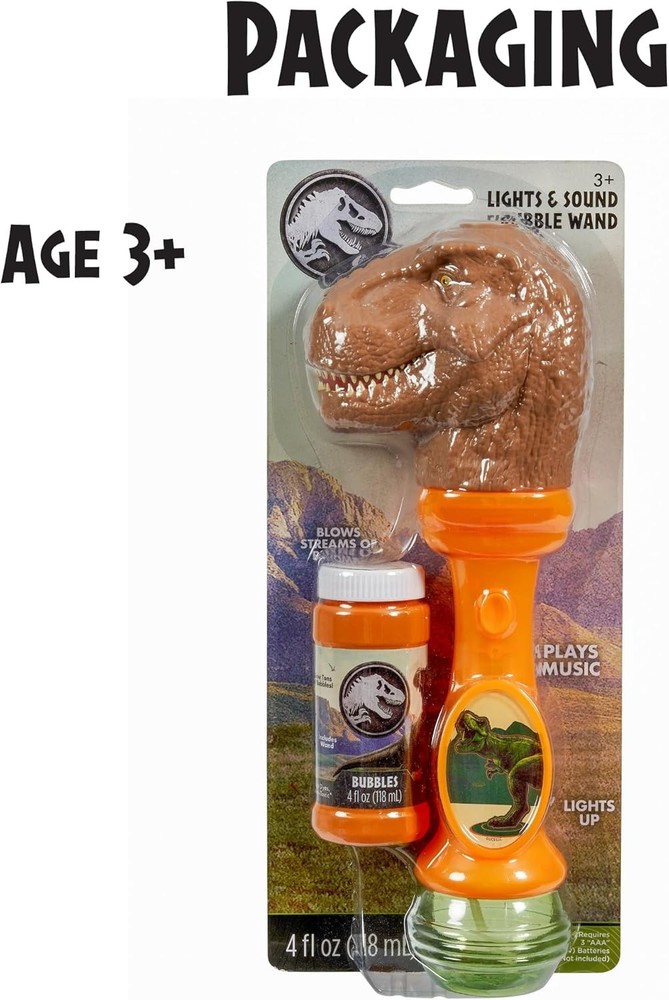 Dinosaur Light Up Bubble Wand with Sounds - Includes 4oz Bubble Solution