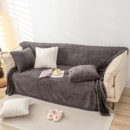 Sherpa Large Throw Blanket Single Throw (50" x 65") Morel-(without Pillows)