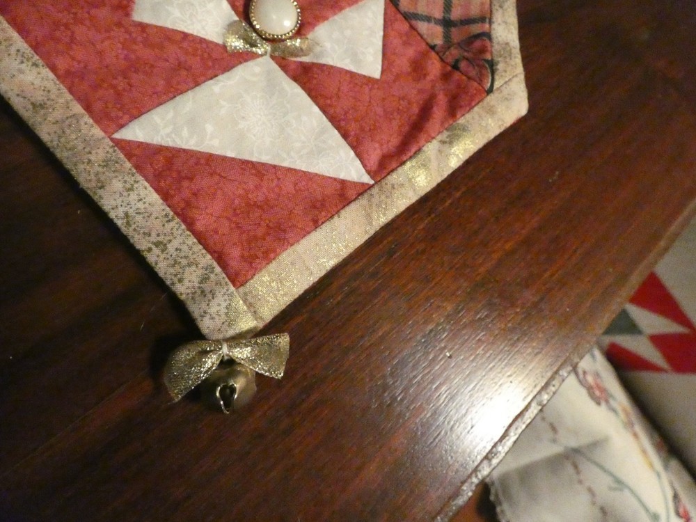 Christmas Handmade Quilt Panel Bell Pull Wall Hanging Pieced Angels