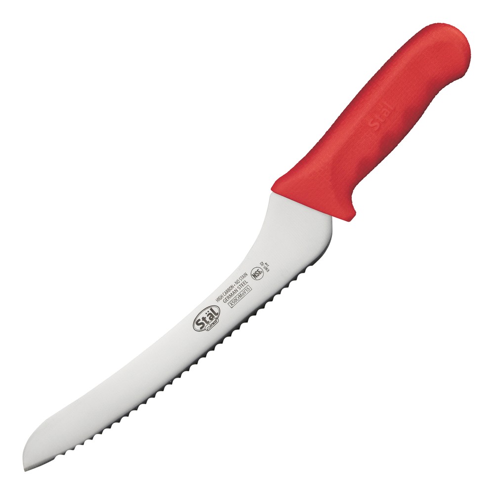 9" Bread Knife, Red PP Hdl, Offset (6 Each)
