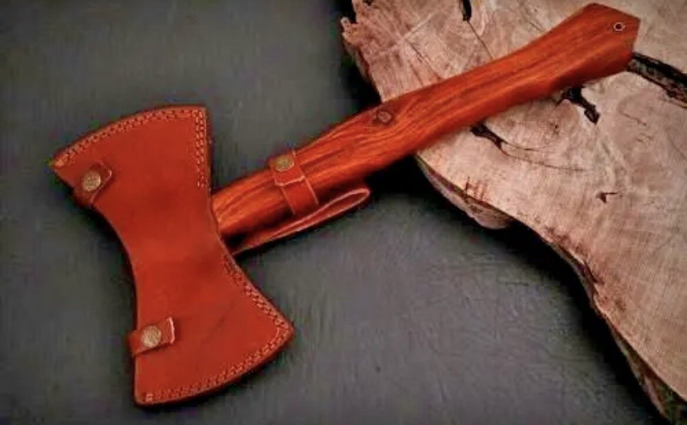 HANDMADE DAMASCUS STEEL DOUBLE HEAD AXE