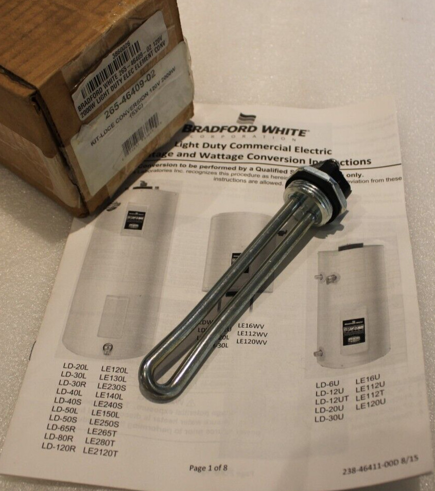 Bradford White 265-46409-02 - 2KW 120 Volt, 1 Element Light Duty Conversion Kit