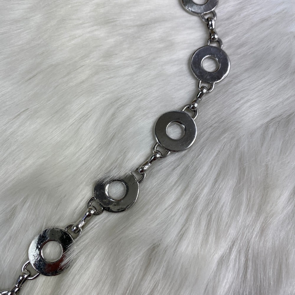Silver Tone Circle Disc Mod Gogo Loop Belt 45"