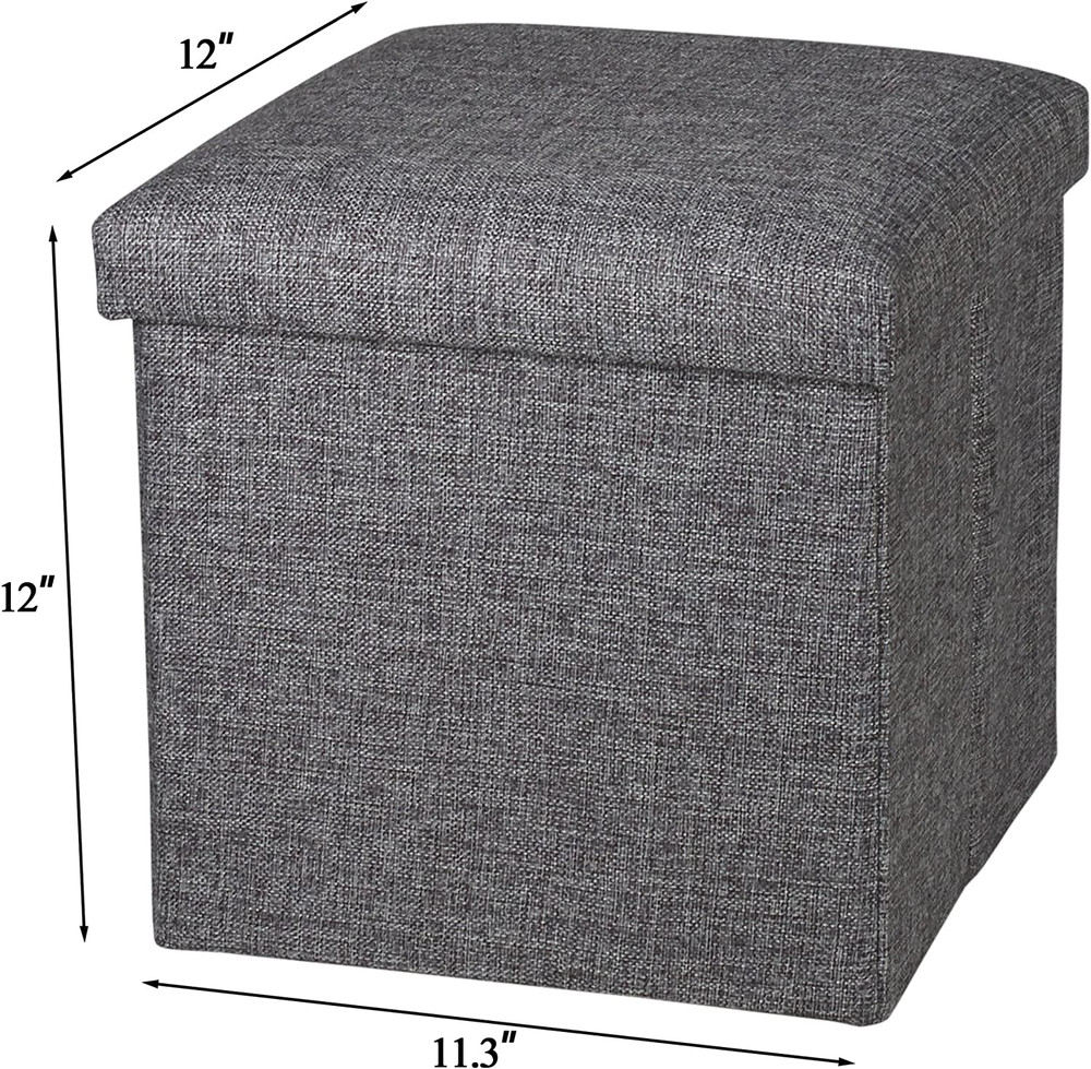 OT01 Linen Folding Storage Ottoman Cube Footrest Seat