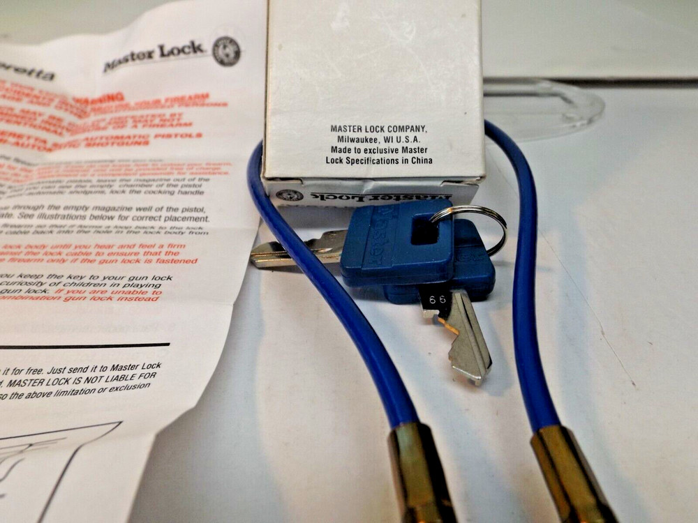 Three (3) Beretta Cable Gun Locks - Master Lock Both with 2 Keys Trigger