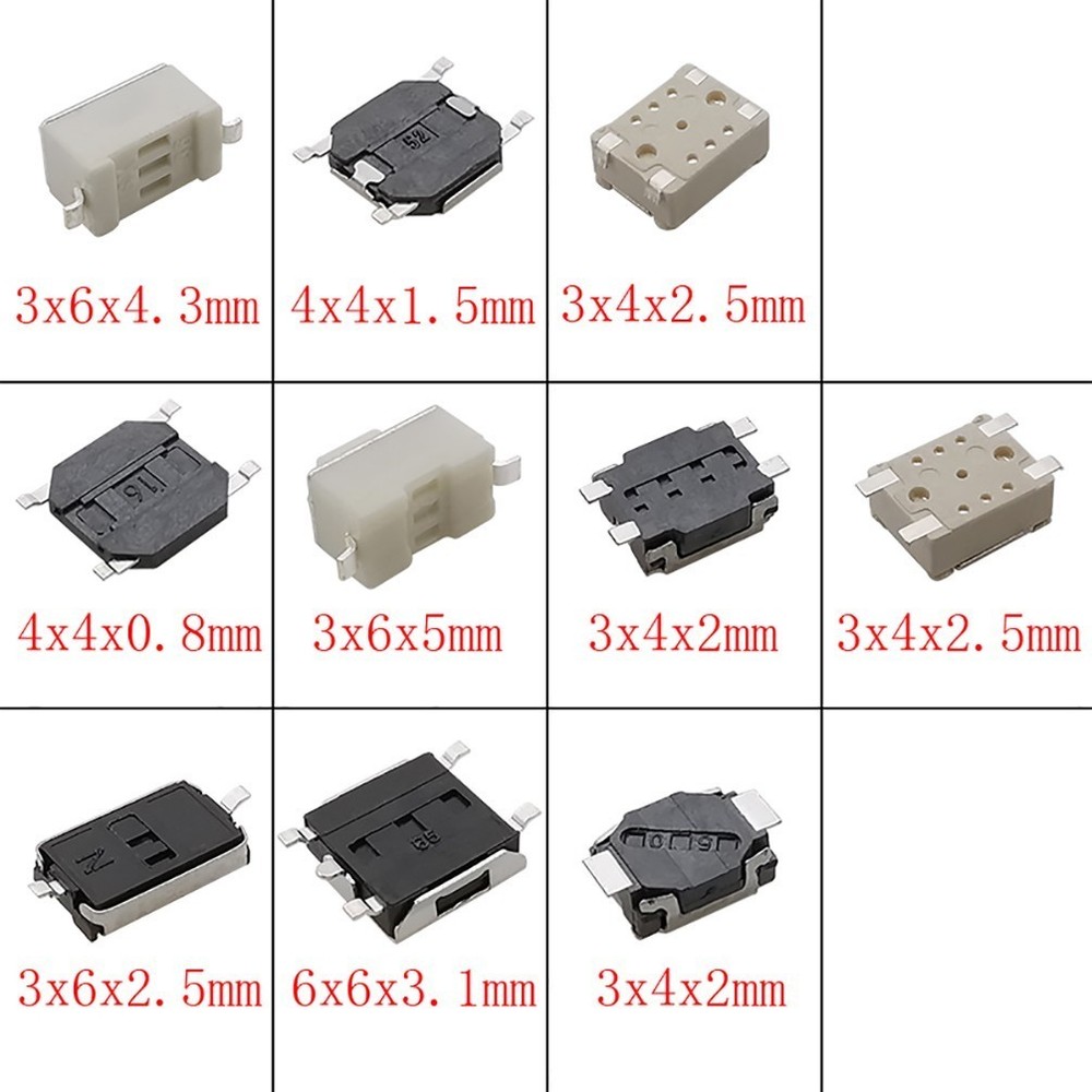 250PCS Tactile Push Button Switch Momentary Tact For SMD 10Value Kit New