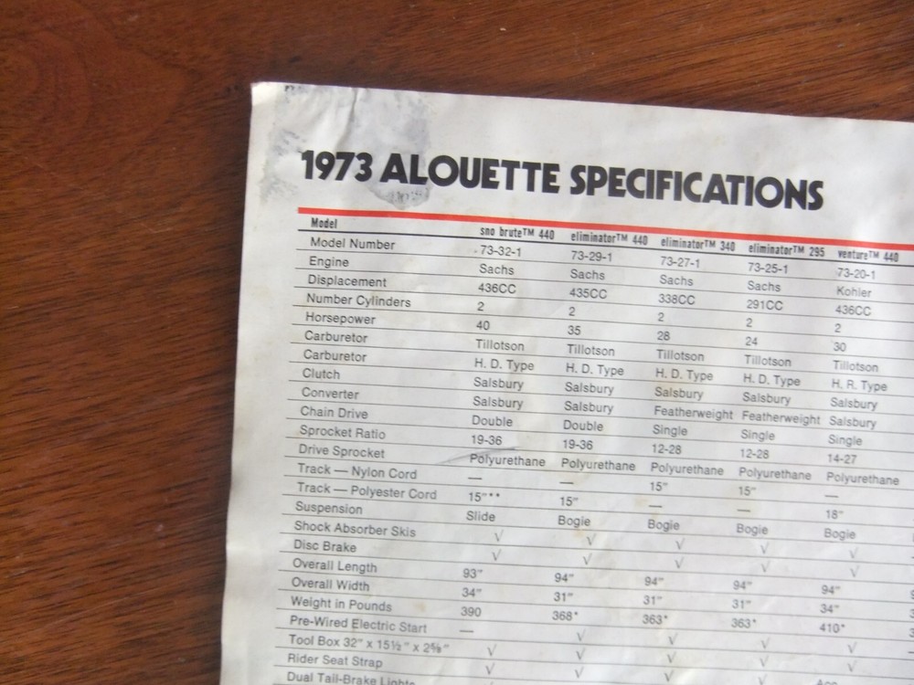 Vintage Alouette Snowmobile Brochure & Post Card POSTCARD