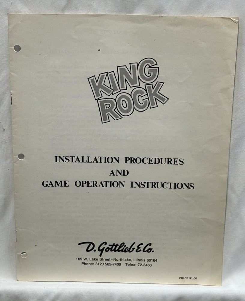 ORIGINAL-GOTTLIEB-KING ROCK-INSTALLATION & OPERATIONS INSTRUCTIONS