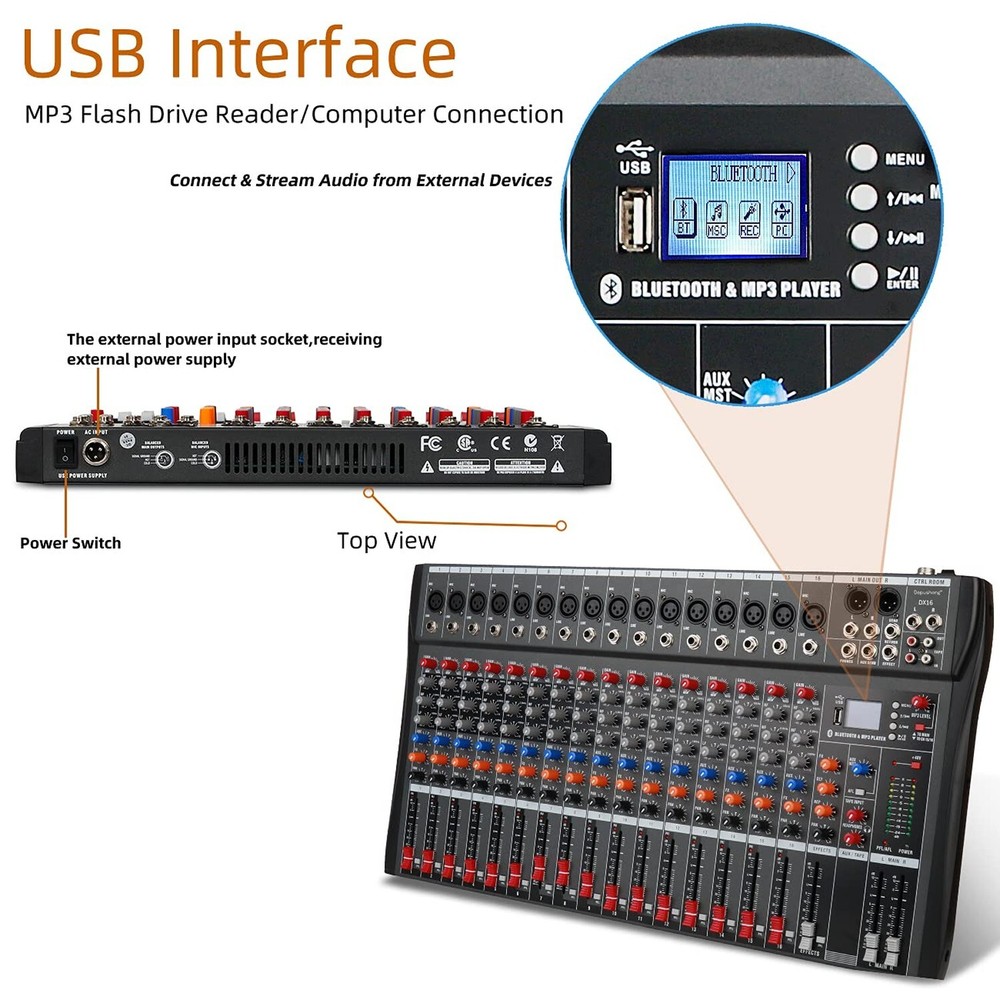 Depensheng DX16 DJ Sound Controller Interface w/USB Drive for Computer Record...