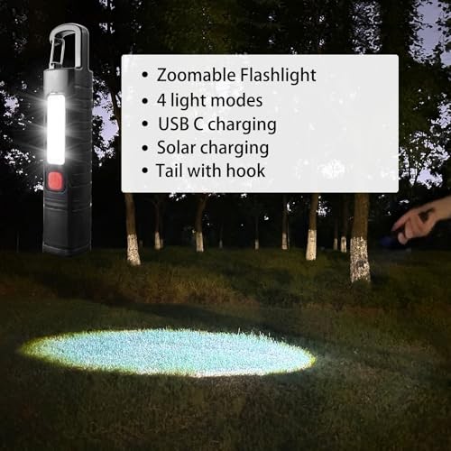 Pack Solar Flashlight, Rechargeable Zoomable LED Flashlight, High Lumens 2