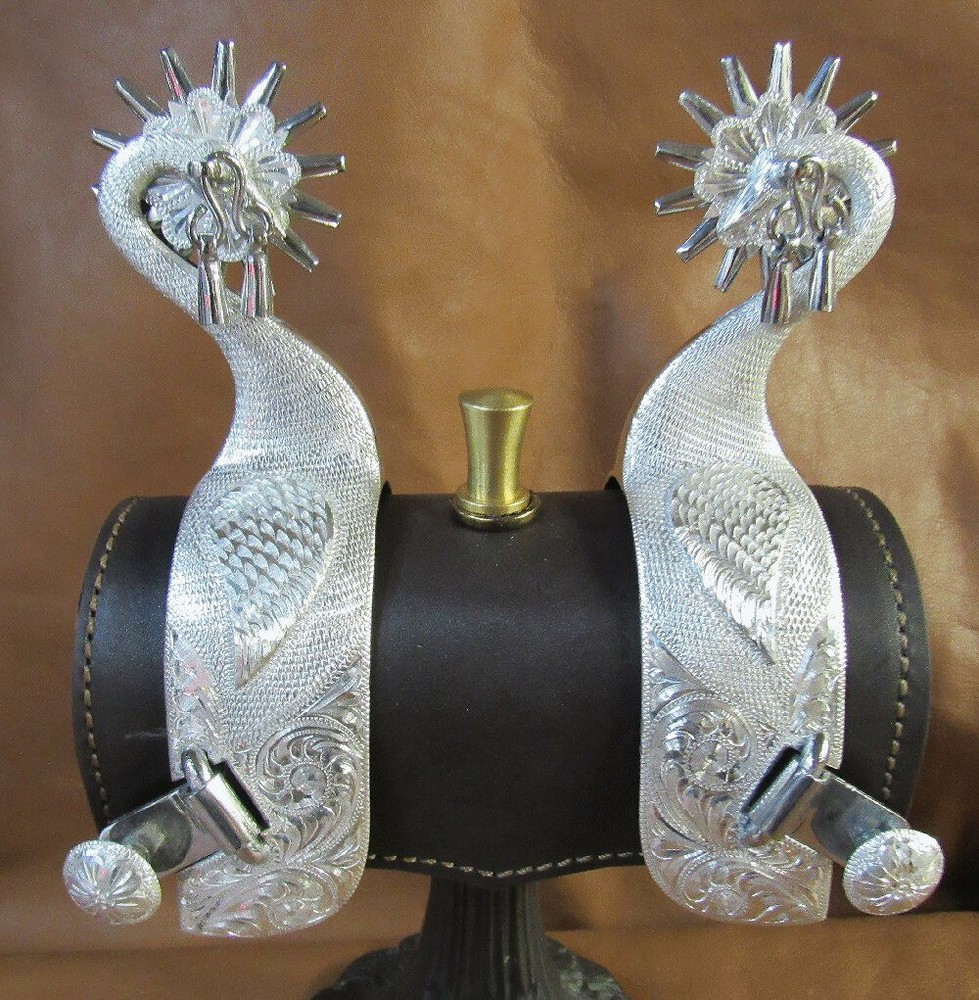 E Garcia Swan Stainless Finish Silver Spurs