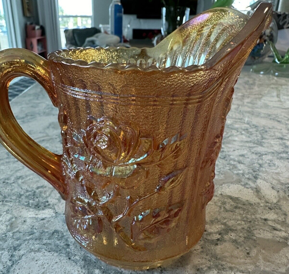 IMPERIAL CARNIVAL GLASS MARIGOLD LUSTER ROSE, PITCHER