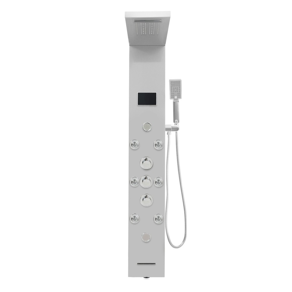 White Shower Panel With Waterfall / Rainfall Overhead Shower+Handheld Shower NEW