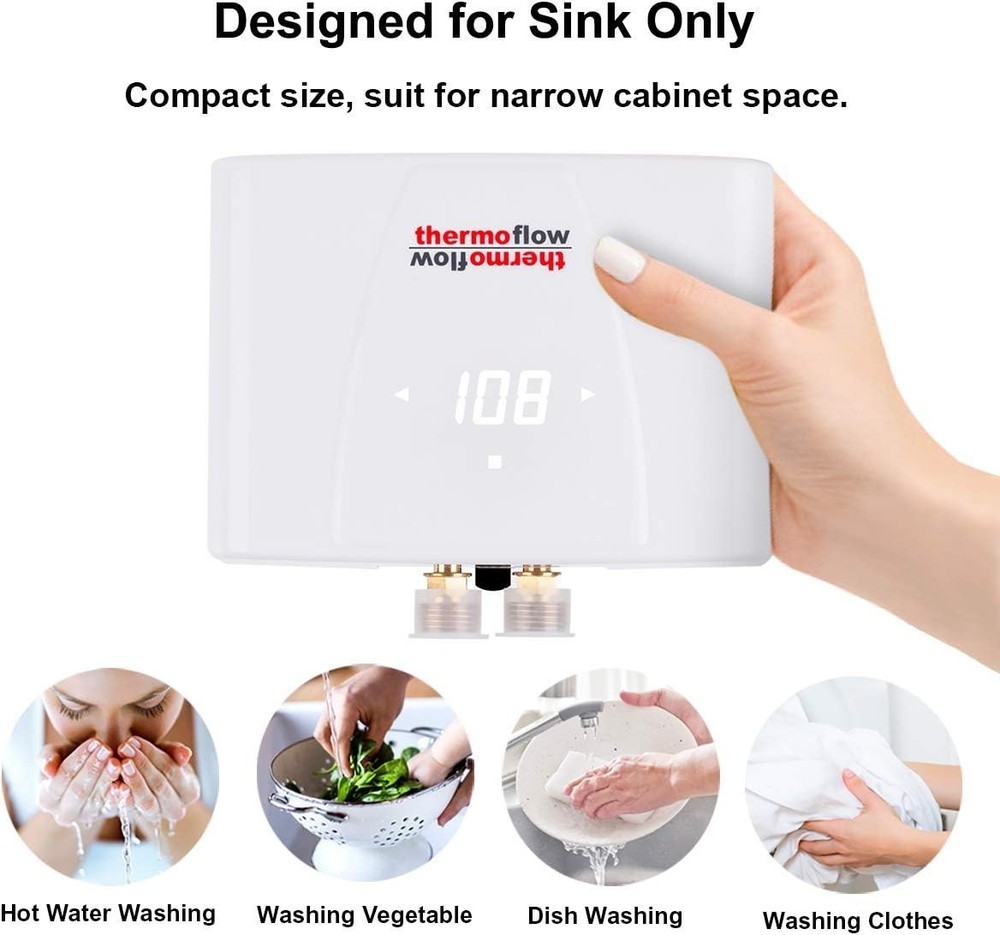 240V Electric Mini Tankless Water Heater Point of Use On Demand Instant Hot W...