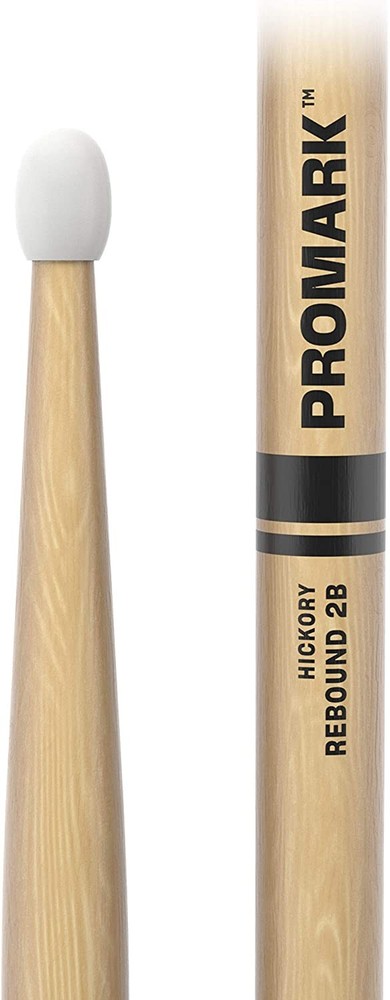 2 PACK ProMark Rebound 2B Hickory Drumsticks, Oval Nylon Tip