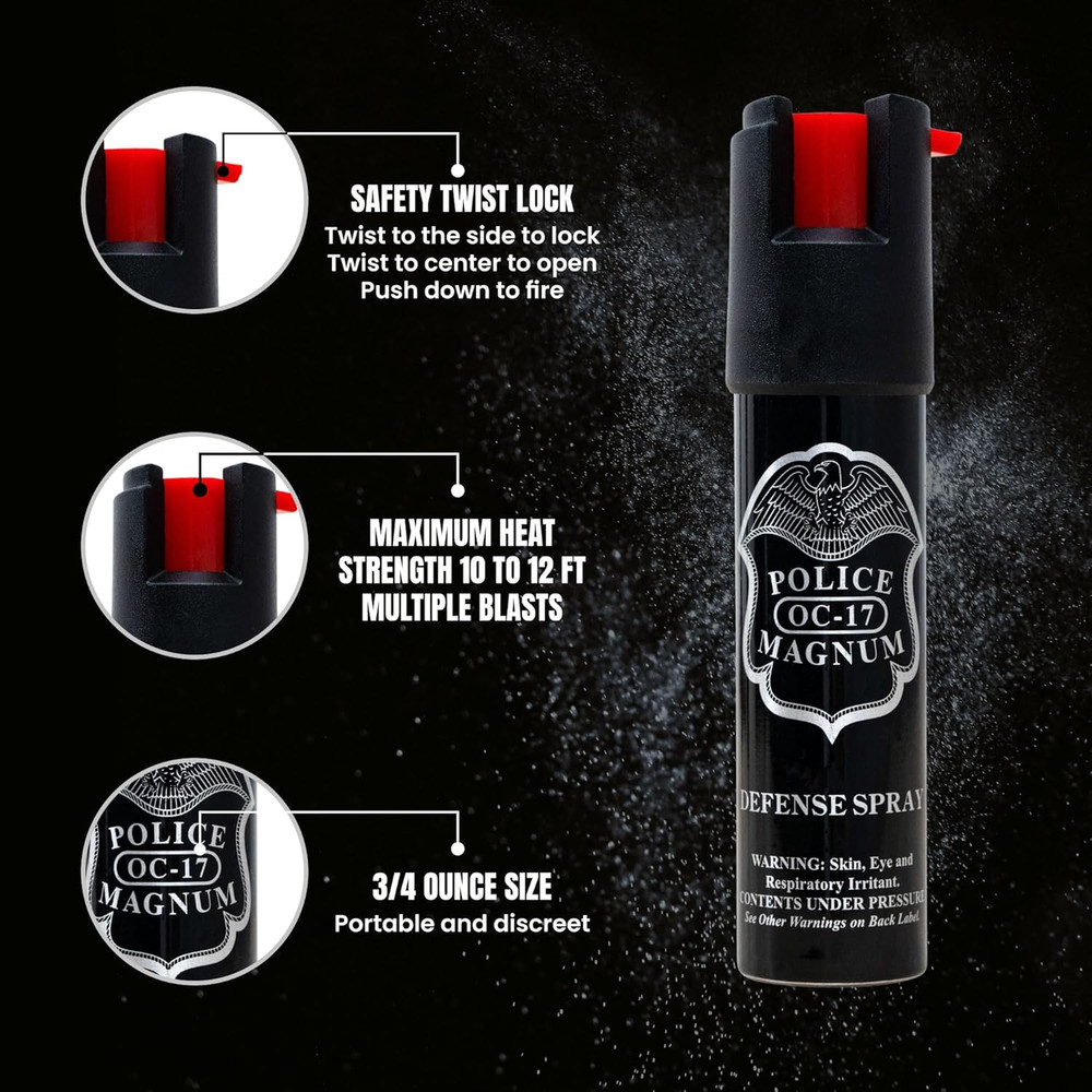 Compact Pepper Spray Self Defense- Tactical Maximum Heat Strength OC- Small Disc