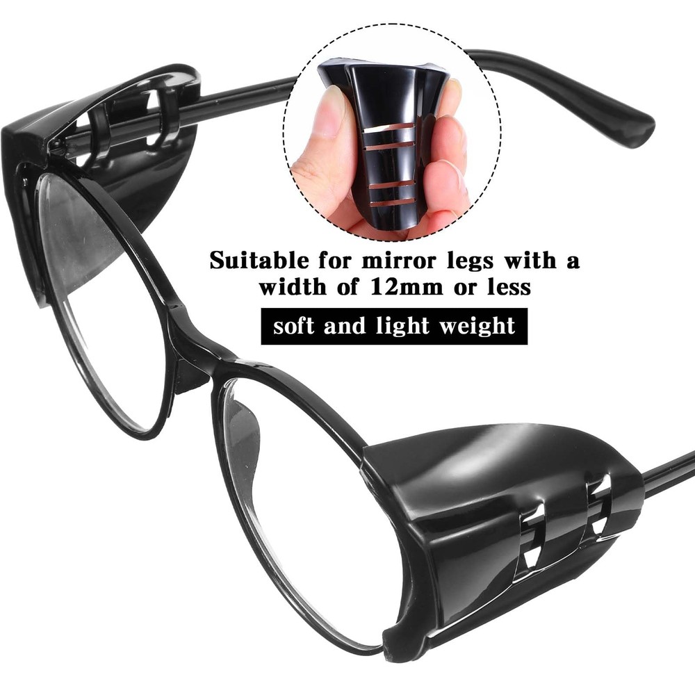 2 Pairs Black Side Shields for Glasses Flexible Protective Eyewear Covers