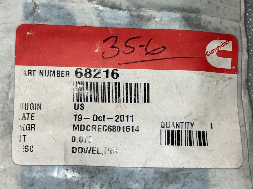 CUMMINS V903 DOWEL PIN 68216