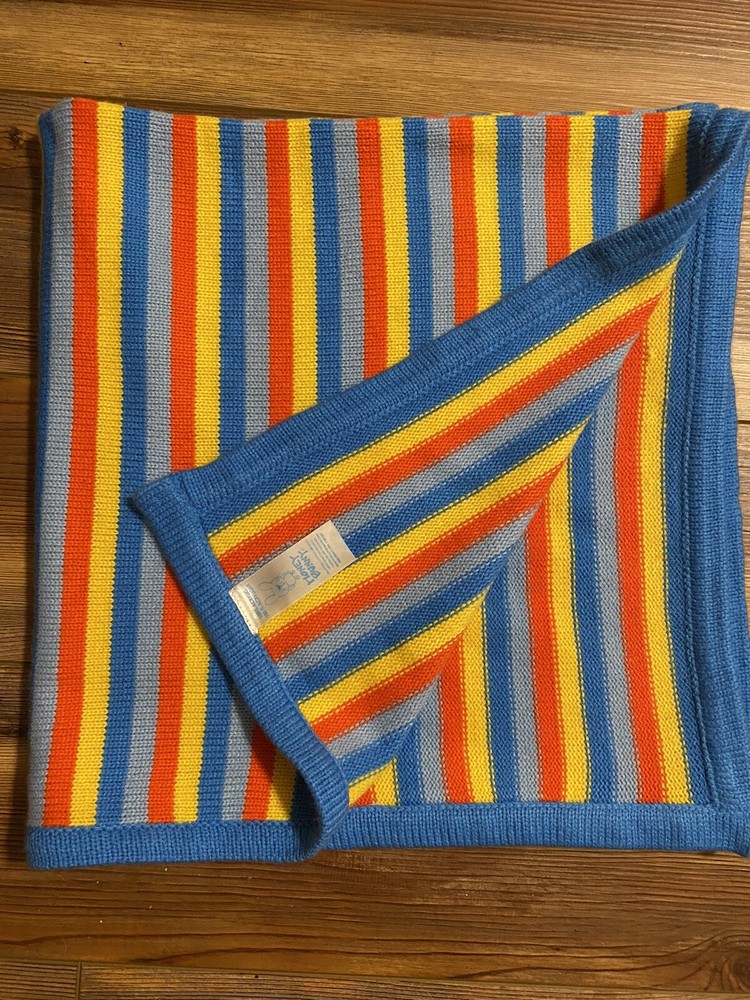 HONEY BUNNY STRIPED HTF BLANKET MULTICOLOR GUC 32" SQUARE APPROX