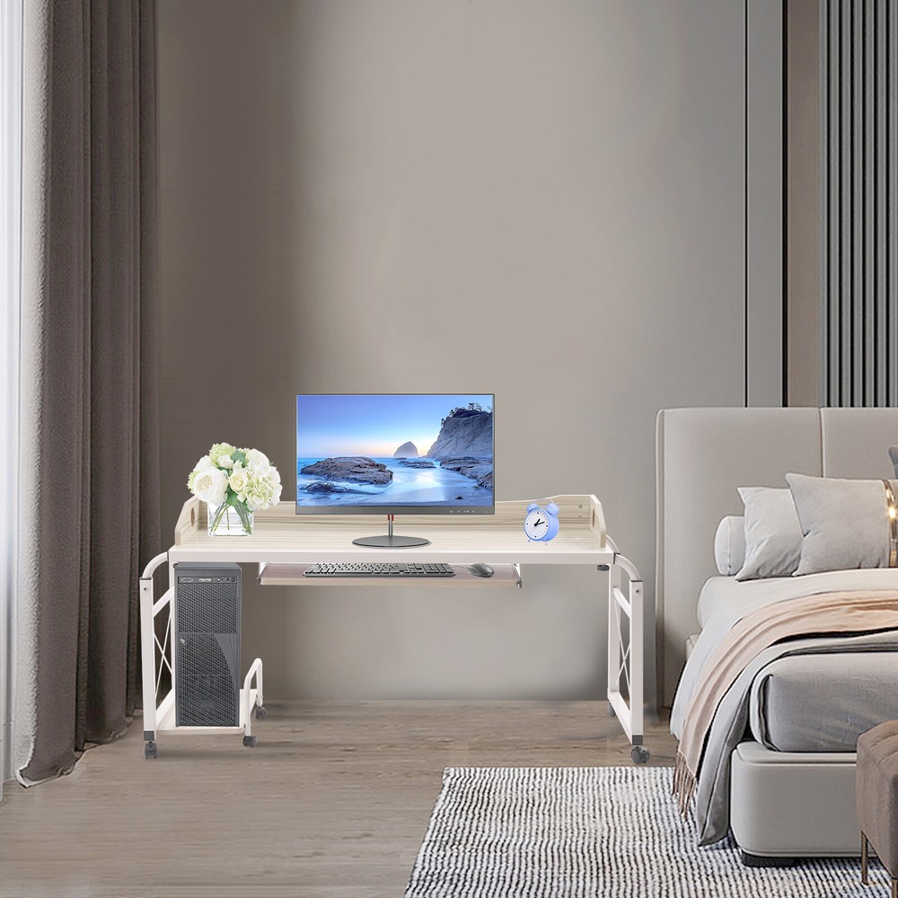 Overbed Table With Wheels Adjustable Over Bed Desk Multi-Functional Table Home