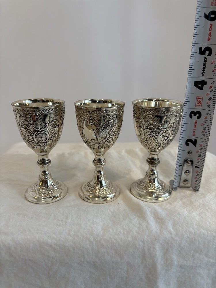Vintage Corbell & Co. silver-plated mini cordial goblets, qty: 3