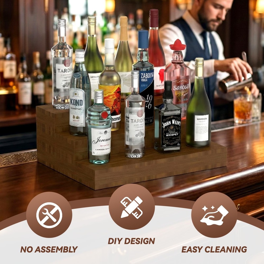 Modular Liquor Bottle Stand for Home Bar – Stackable Adjustable Liquor Bottle...